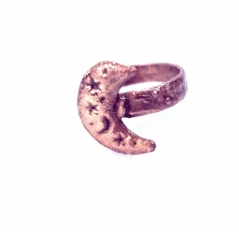 Copper moon ring size 6 - Picture 5 of 12